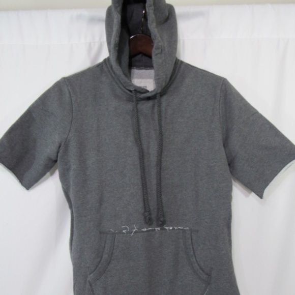 Kith Gray Distressed Kangaroo Pocket Short Sleeve Side Zipper Hoodie - Picture 4 of 10